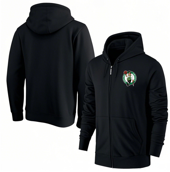 Men's Boston Celtics Black Primary Logo Full-Zip Hoodie