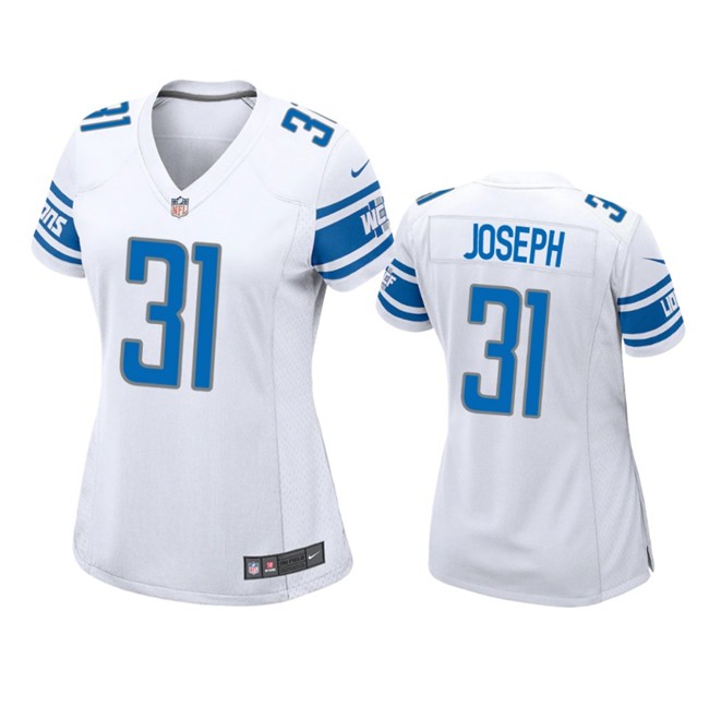 Women's Detroit Lions #31 Kerby Joseph Nike White Stitched Jersey