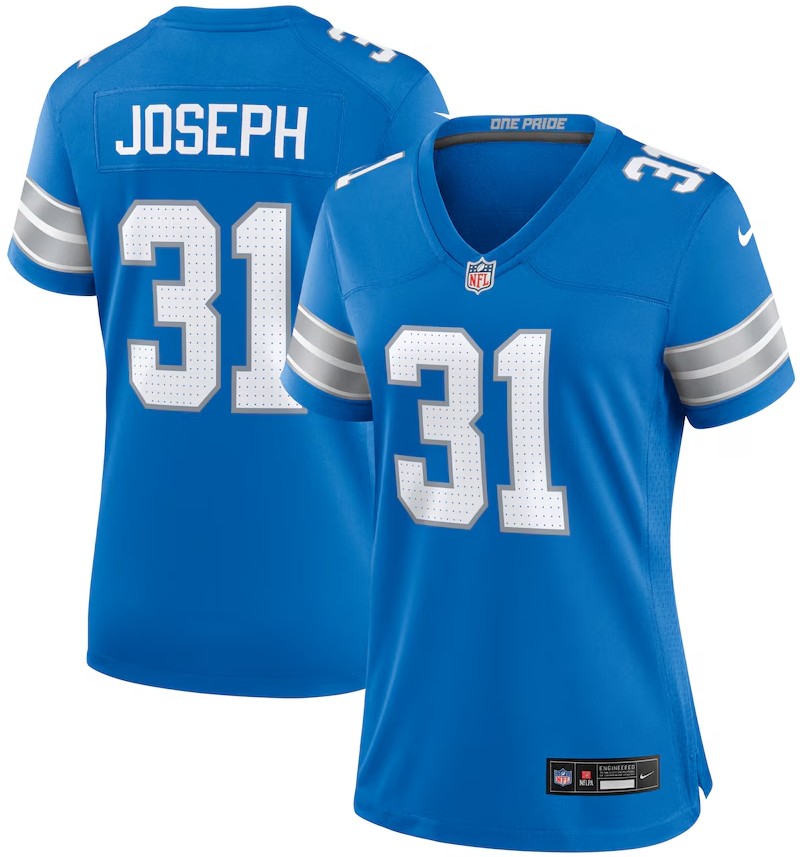 Women's Detroit Lions #31 Kerby Joseph Nike Team Game Jersey - Blue