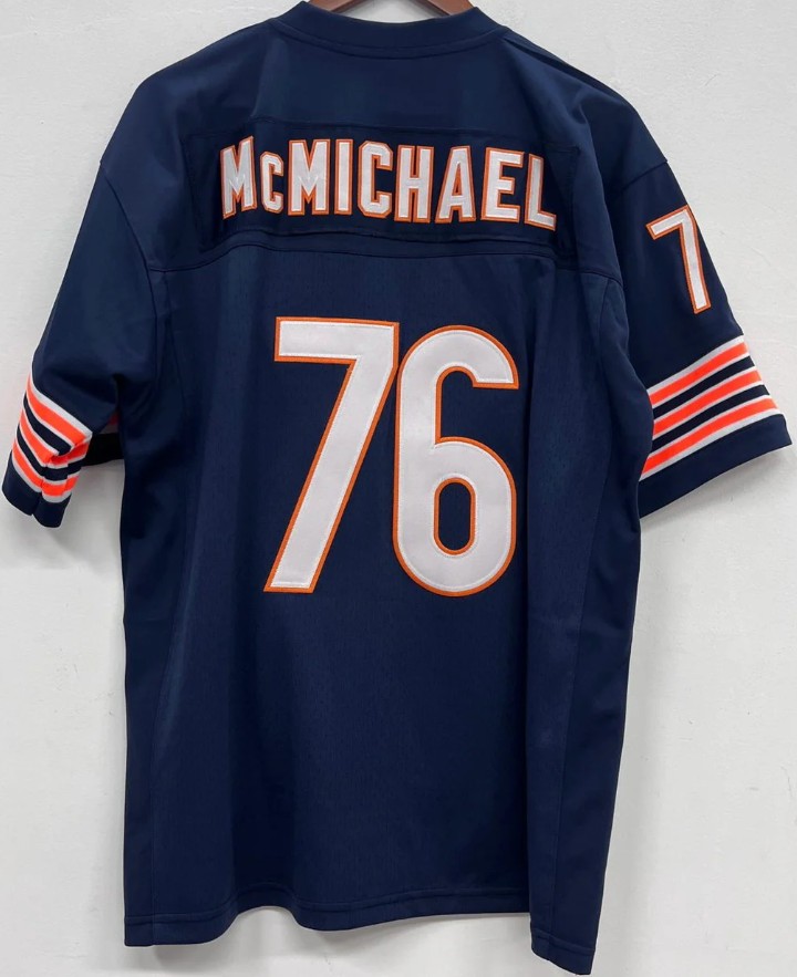 Men's Chicago Bears #76 Steve McMichael Navy 1981-1993 Throwback Stitched Jersey