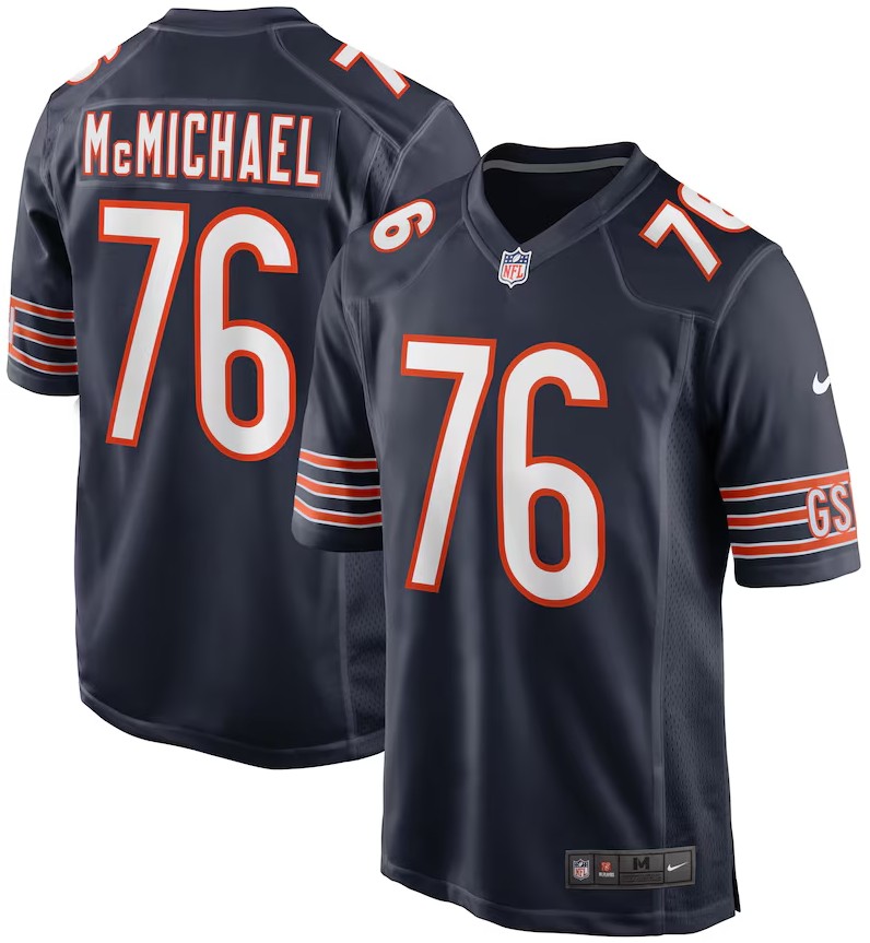 Men's Chicago Bears #76 Steve McMichael Nike Navy Game Jersey