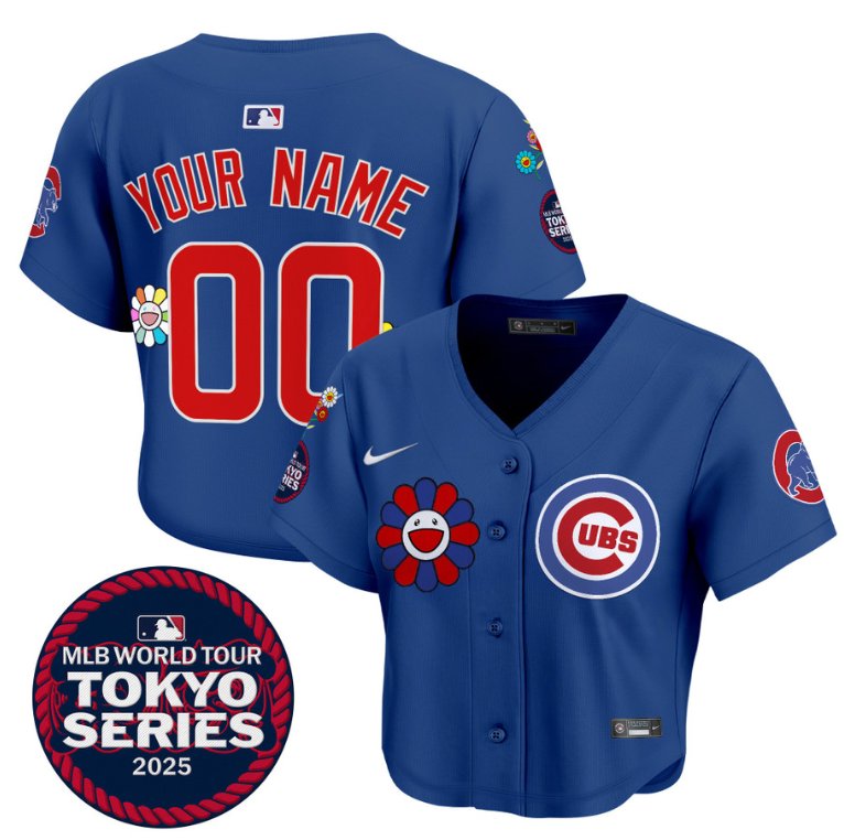 Custom Chicago Cubs Women's Tokyo Series 2025 Crop Top Baseball Stitched Royal