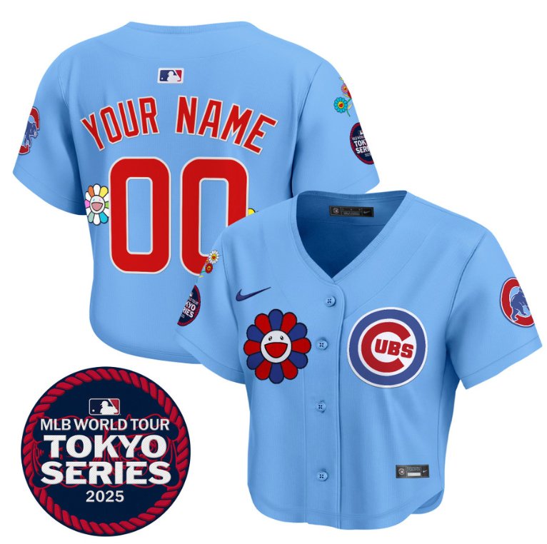 Custom Chicago Cubs Women's Tokyo Series 2025 Crop Top Baseball Stitched Blue