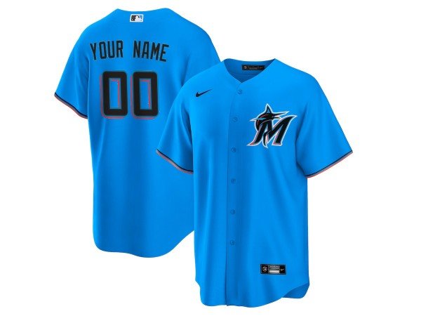 Custom Miami Marlins Limited Jersey - Light Blue