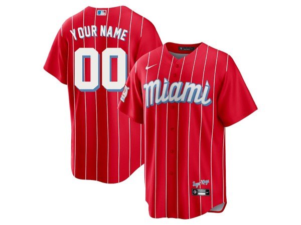 Custom Miami Marlins Limited Jersey - Red