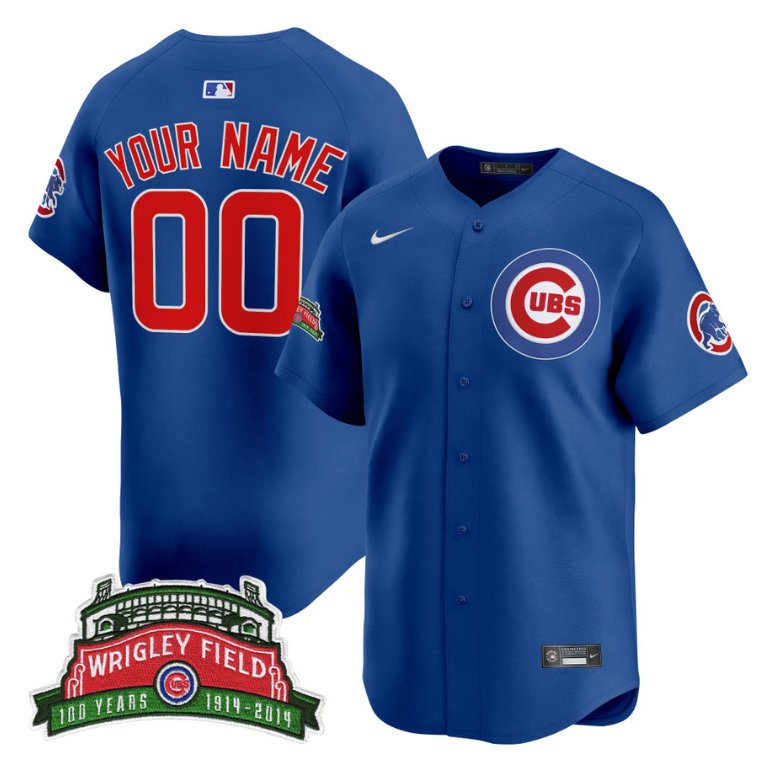 Custom Chicago Cubs Jersey Wrigley Field Style Vapor Premier Limited All Stitched Royal