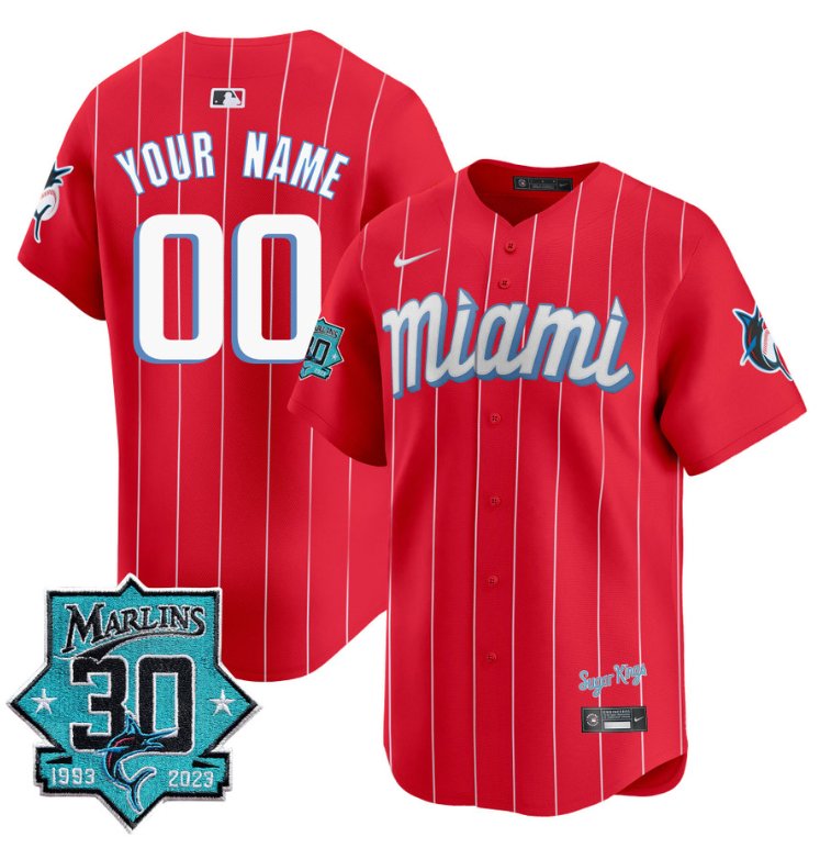Custom Miami Marlins Jersey 30 Seasons Anniversary Patch Vapor Premier Limited Stitched City Connect