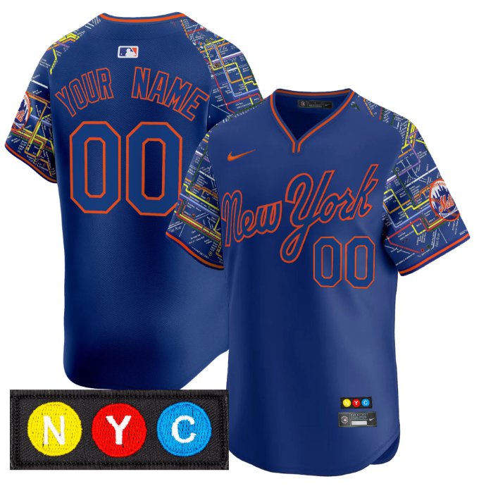 Custom New York Mets Jersey Subway Style Vapor Premier Limited Stitched Royal