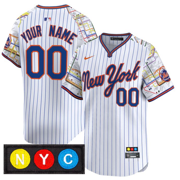 Custom New York Mets Jersey Subway Style Vapor Premier Limited Stitched Pinstripe