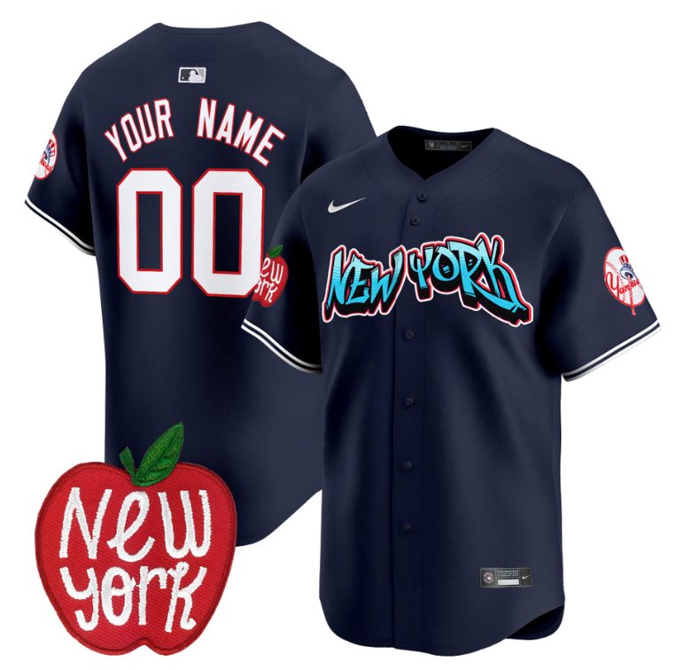 Custom New York Yankees Jersey Apple Patch Vapor Premier Limited All Stitched Navy