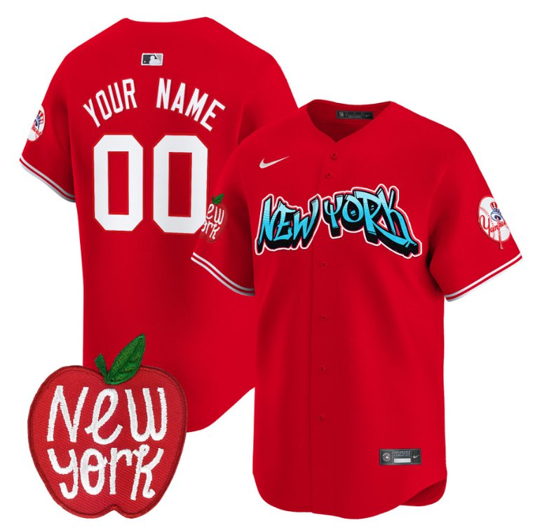 Custom New York Yankees Jersey Apple Patch Vapor Premier Limited All Stitched Red