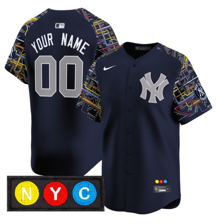 Custom New York Yankees Jersey Subway Style Vapor Premier Limited - Stitched