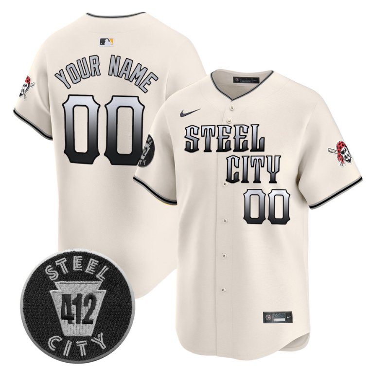 Custom Pittsburgh Pirates Jersey 412 Patch Vapor Premier Limited V8 Stitched Cream