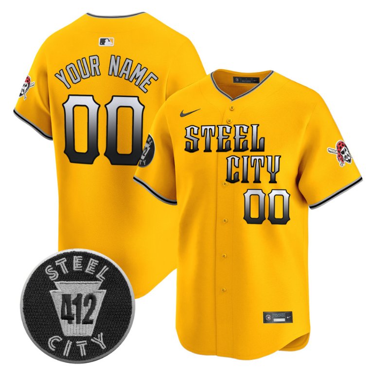 Custom Pittsburgh Pirates Jersey 412 Patch Vapor Premier Limited V8 Stitched Gold