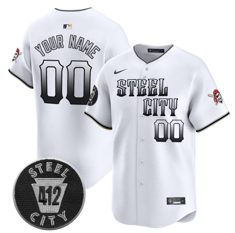 Custom Pittsburgh Pirates Jersey 412 Patch Vapor Premier Limited V8 Stitched White