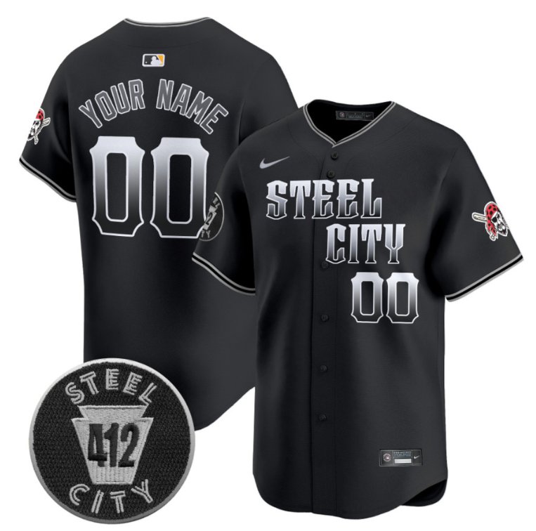 Custom Pittsburgh Pirates Jersey 412 Patch Vapor Premier Limited V8 Stitched Black