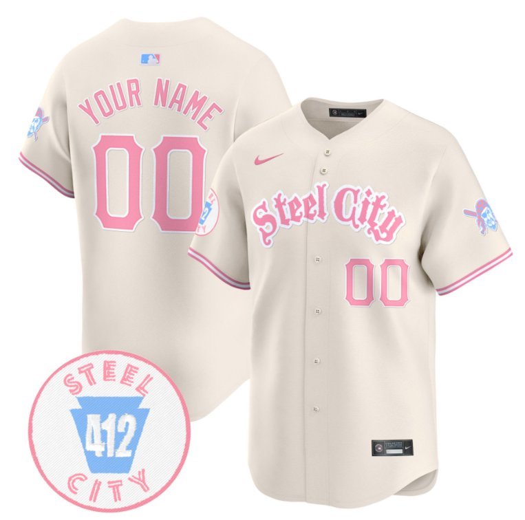 Custom Pittsburgh Pirates Jersey Bubblegum Pink Vapor Premier Limited Stitched Cream