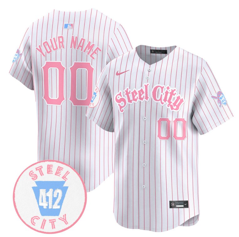 Custom Pittsburgh Pirates Jersey Bubblegum Pink Vapor Premier Limited Stitched Pinstripe