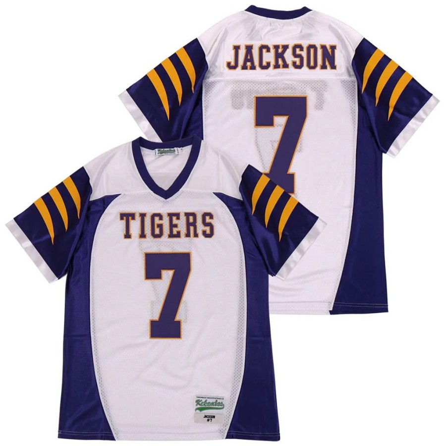 Men's Boynton Beach Tigers #7 Lamar Jackson High School Jersey Florida White