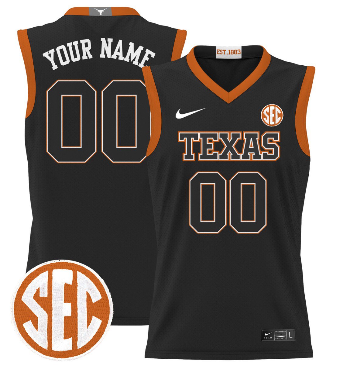 Custom Texas Longhorns Jersey 2024 Lightweight Basketball Black