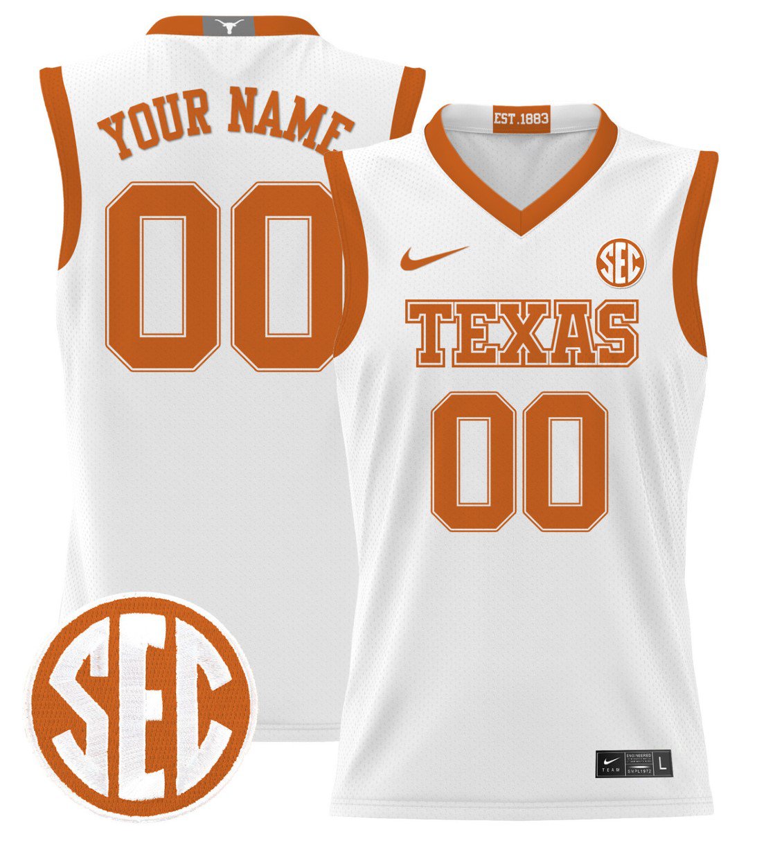 Custom Texas Longhorns Jersey 2024 Lightweight Basketball White