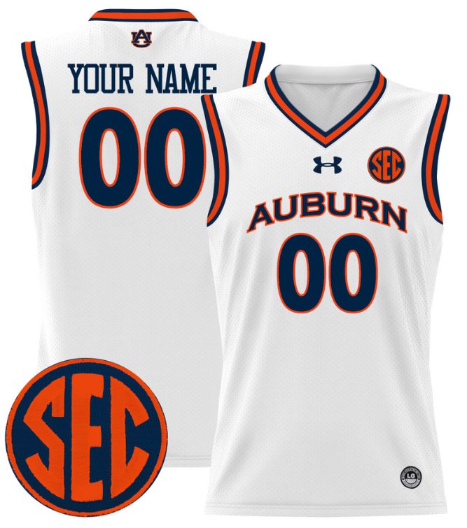Custom Auburn Tigers Jersey Name, Number 2024 Lightweight Basketball White