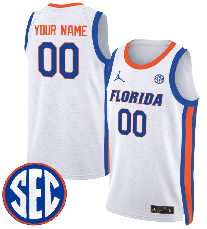 Custom Florida Gators Jersey Name, Number 2024 Swingman Basketball White