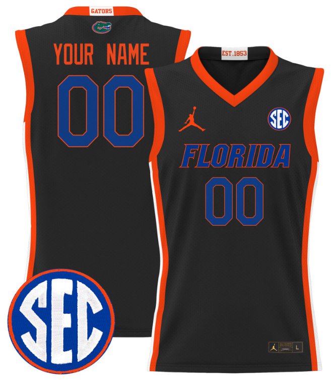 Custom Florida Gators Jersey Name, Number 2024 Lightweight Basketball Black