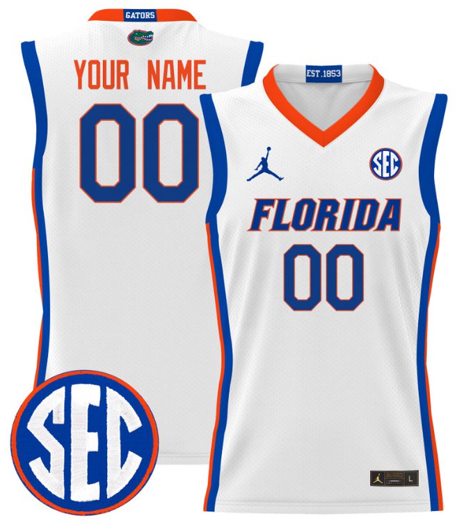 Custom Florida Gators Jersey Name, Number 2024 Lightweight Basketball White