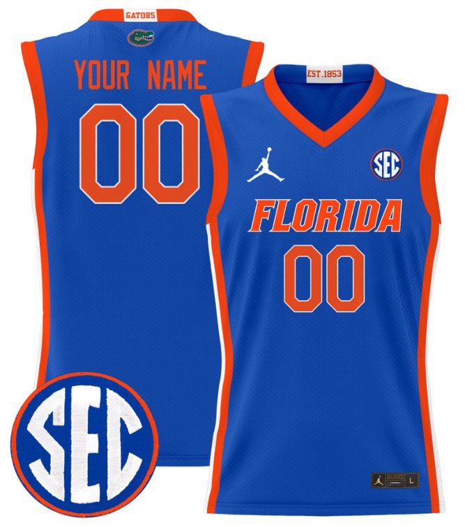 Custom Florida Gators Jersey Name, Number 2024 Lightweight Basketball Royal
