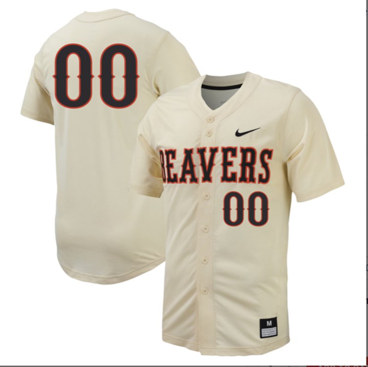 Custom Oregon State Beavers Baseball Cream Full Button Jersey Stitched