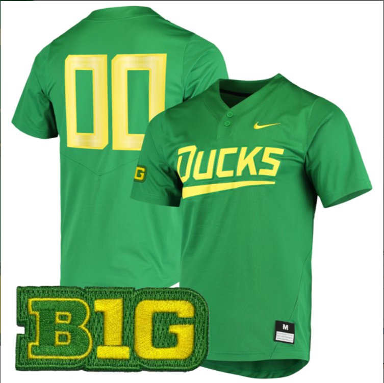 Custom Oregon Ducks Baseball Apple Green Jersey – All Stitched B1G Patch