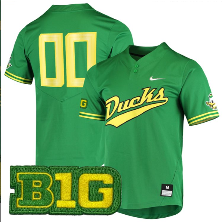 Custom Oregon Ducks Baseball Green Two Button Jersey – All Stitched B1G Patch