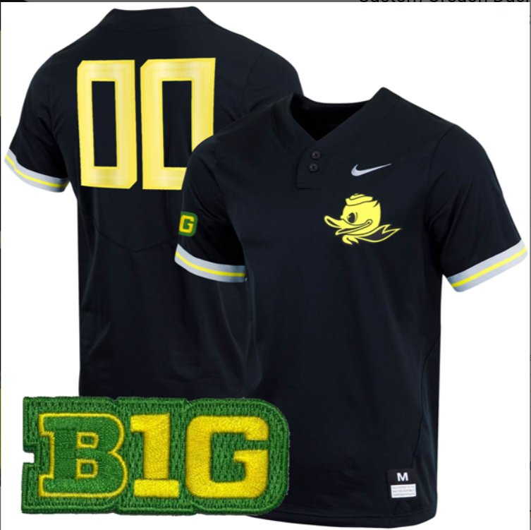 Custom Oregon Ducks Baseball Black Two Button Jersey – All Stitched B1G Patch