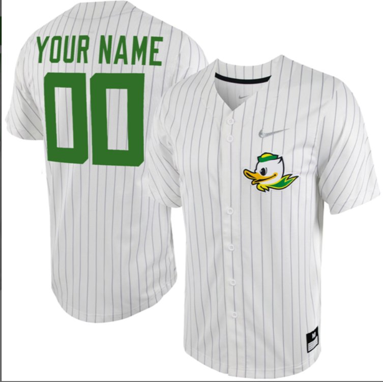 Custom Oregon Ducks Baseball White Silver Pinstripe Jersey All Stitched
