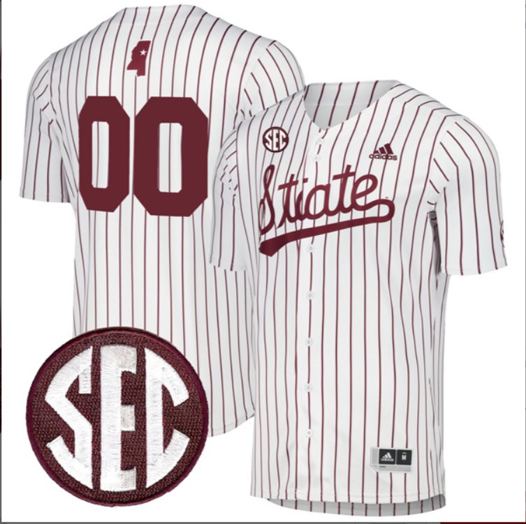 Custom Mississippi State Bulldogs Pinstripe Baseball Jersey Stitched SEC Patch