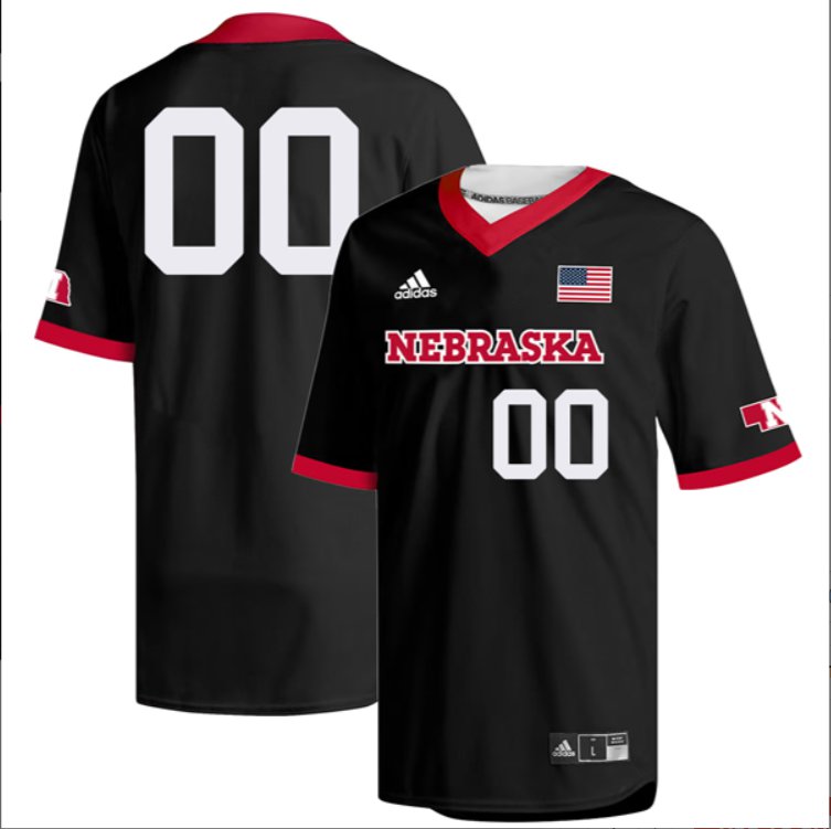 Custom Nebraska Cornhuskers Baseball Black V Neck Jersey Stitched