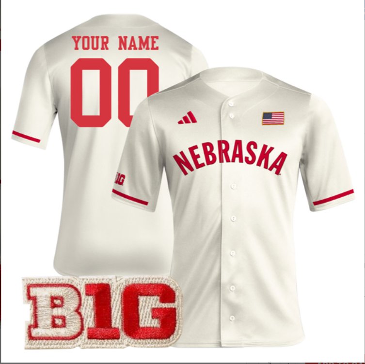Custom Nebraska Cornhuskers Baseball Cream Jersey – All Stitched B1G Patch