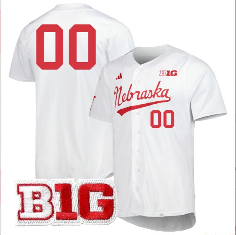 Custom Nebraska Cornhuskers Baseball White Jersey All Stitched B1G Patch