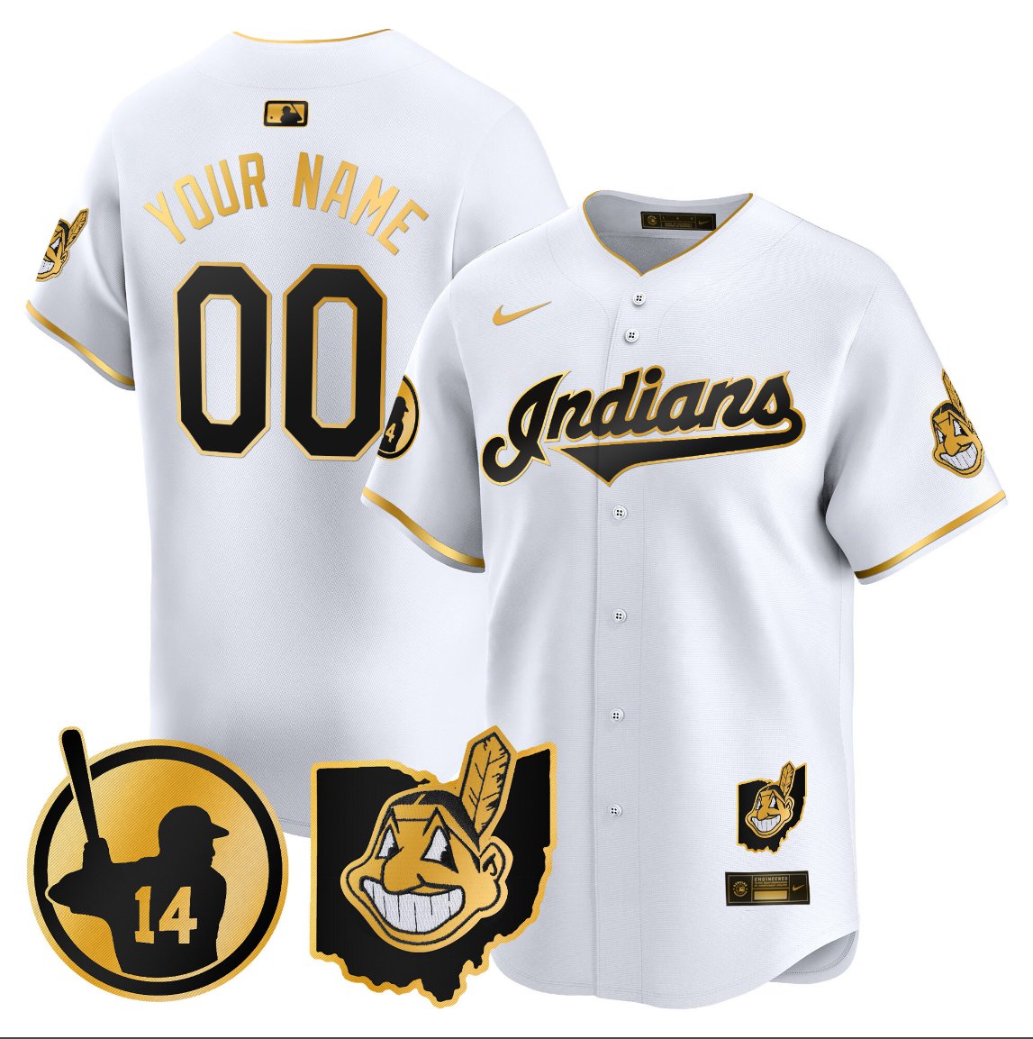Custom Cleveland Indians Jersey Larry Doby Patch Vapor Premier Limited Stitched White Gold