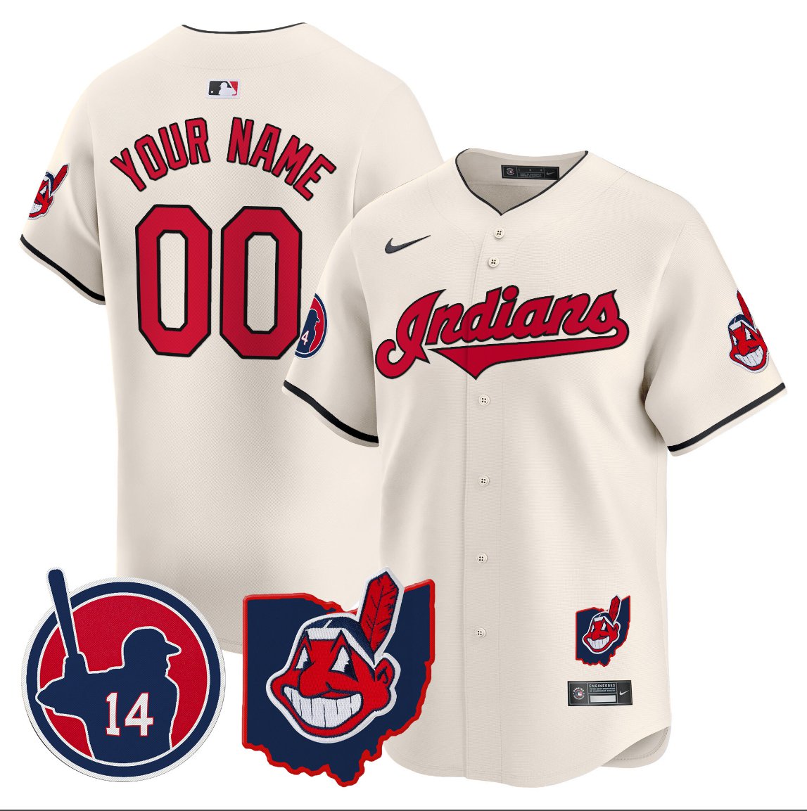 Custom Cleveland Indians Jersey Larry Doby Patch Vapor Premier Limited Stitched Cream