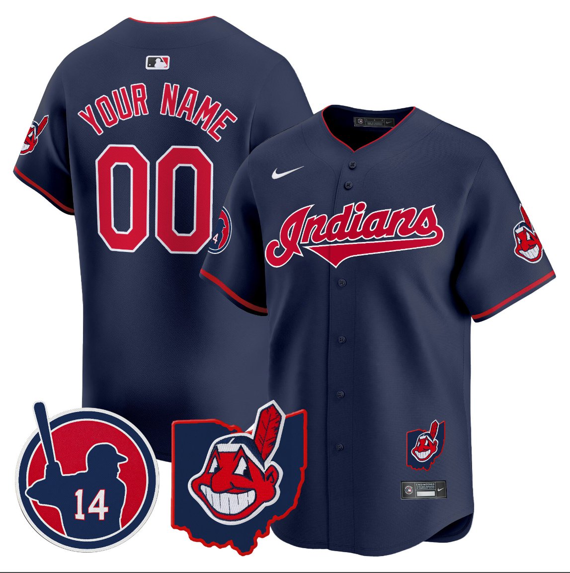 Custom Cleveland Indians Jersey Larry Doby Patch Vapor Premier Limited Stitched Navy