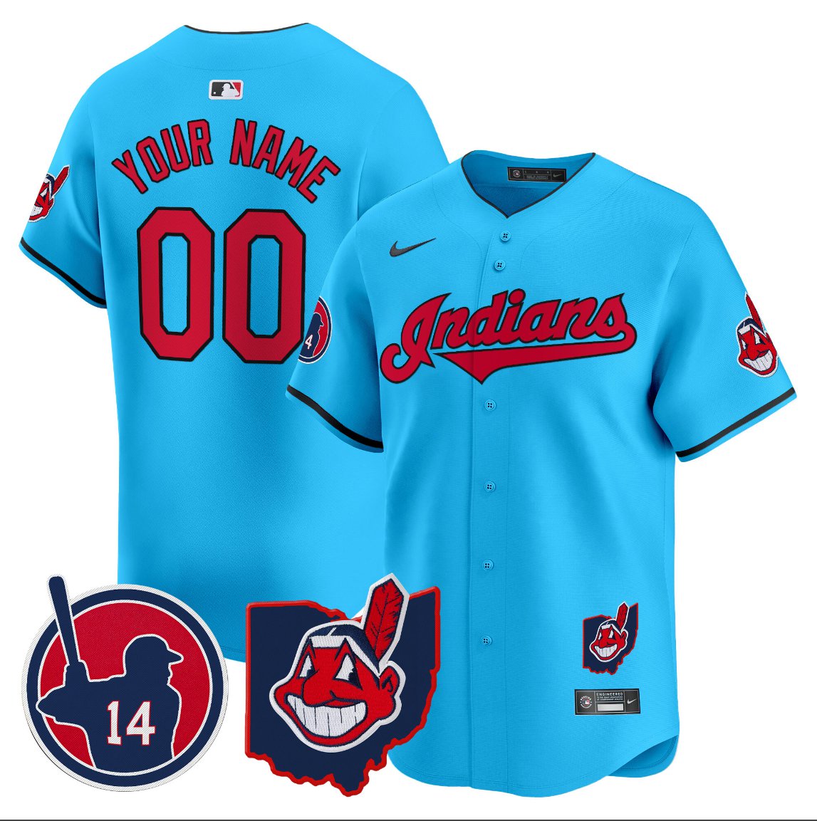 Custom Cleveland Indians Jersey Larry Doby Patch Vapor Premier Limited Stitched Light Blue