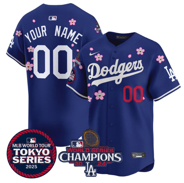 Custom Los Angeles Dodgers Jersey Tokyo Series 2025 World Series Champions Patch Vapor Stitched Royal