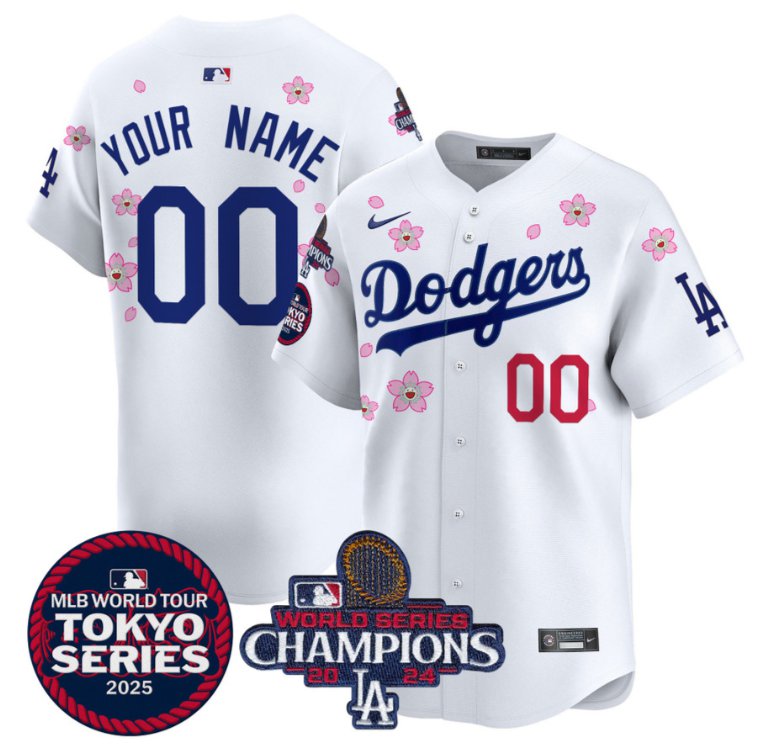 Custom Los Angeles Dodgers Jersey Tokyo Series 2025 World Series Champions Patch Vapor Stitched White