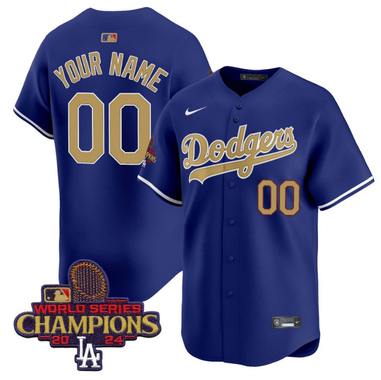 Custom Los Angeles Dodgers Jersey 2025 Gold Vapor Premier Limited Stitched R?yal
