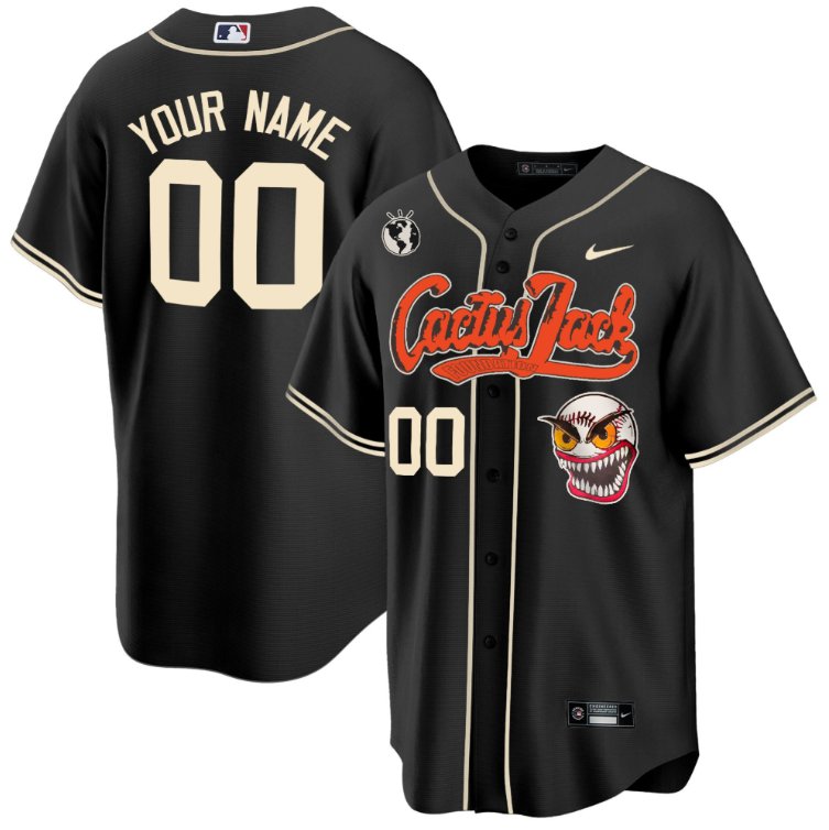 Houston Astros Cactus Jack Nike Stitched Jersey Customized - Black
