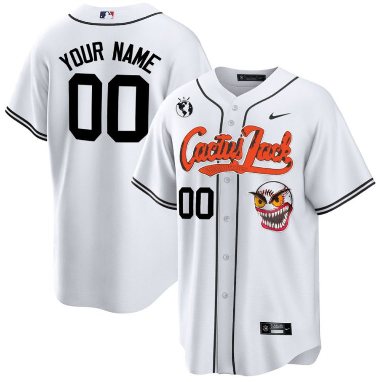 Houston Astros Cactus Jack Nike Stitched Jersey Customized - White