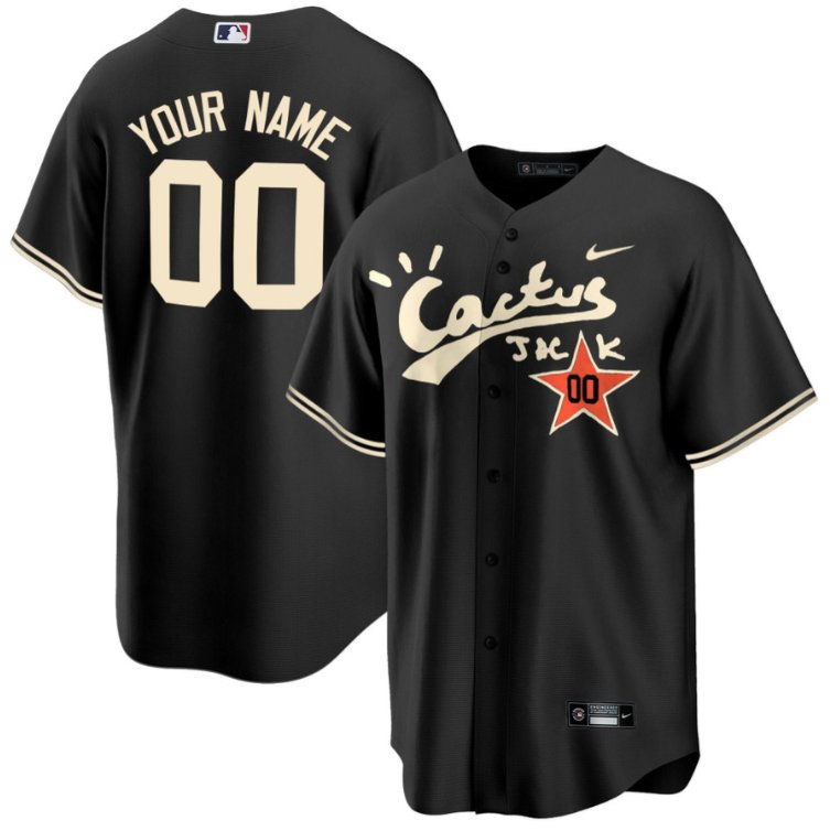 Houston Astros Cactus Jack Customized Black Nike Stitched Jersey