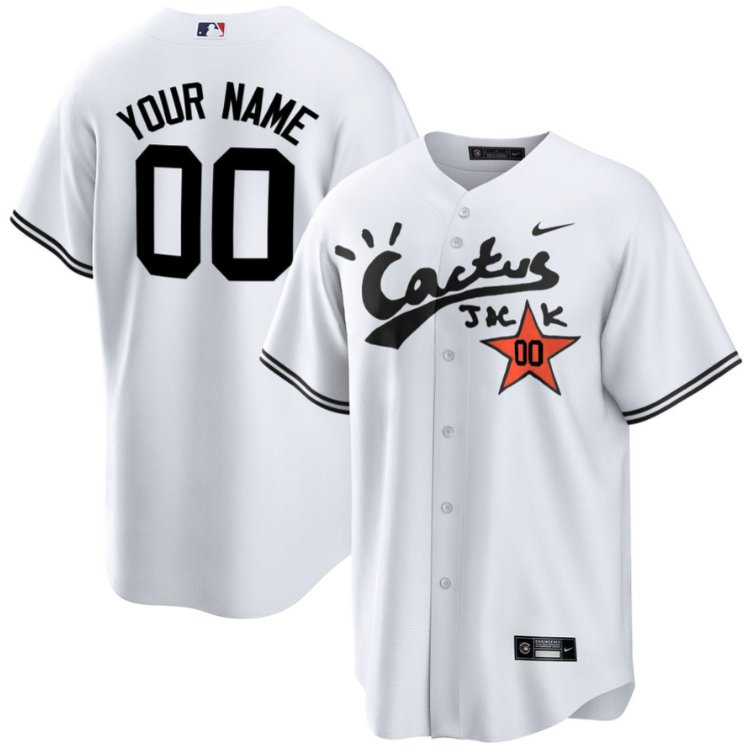 Houston Astros Cactus Jack Customized Nike Stitched Jersey - White